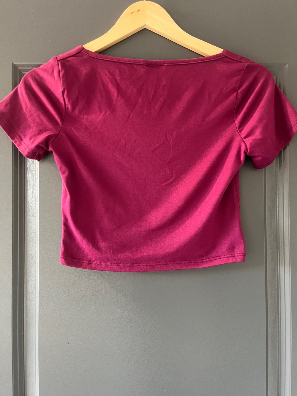 Olivia Rae Square Neck Crop Top in Raspberry - Picture 2 of 2